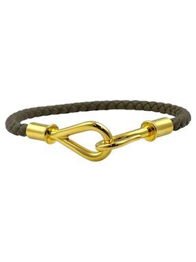 Hermes Jumbo Bracelet Leather Metal Etoupe Gold